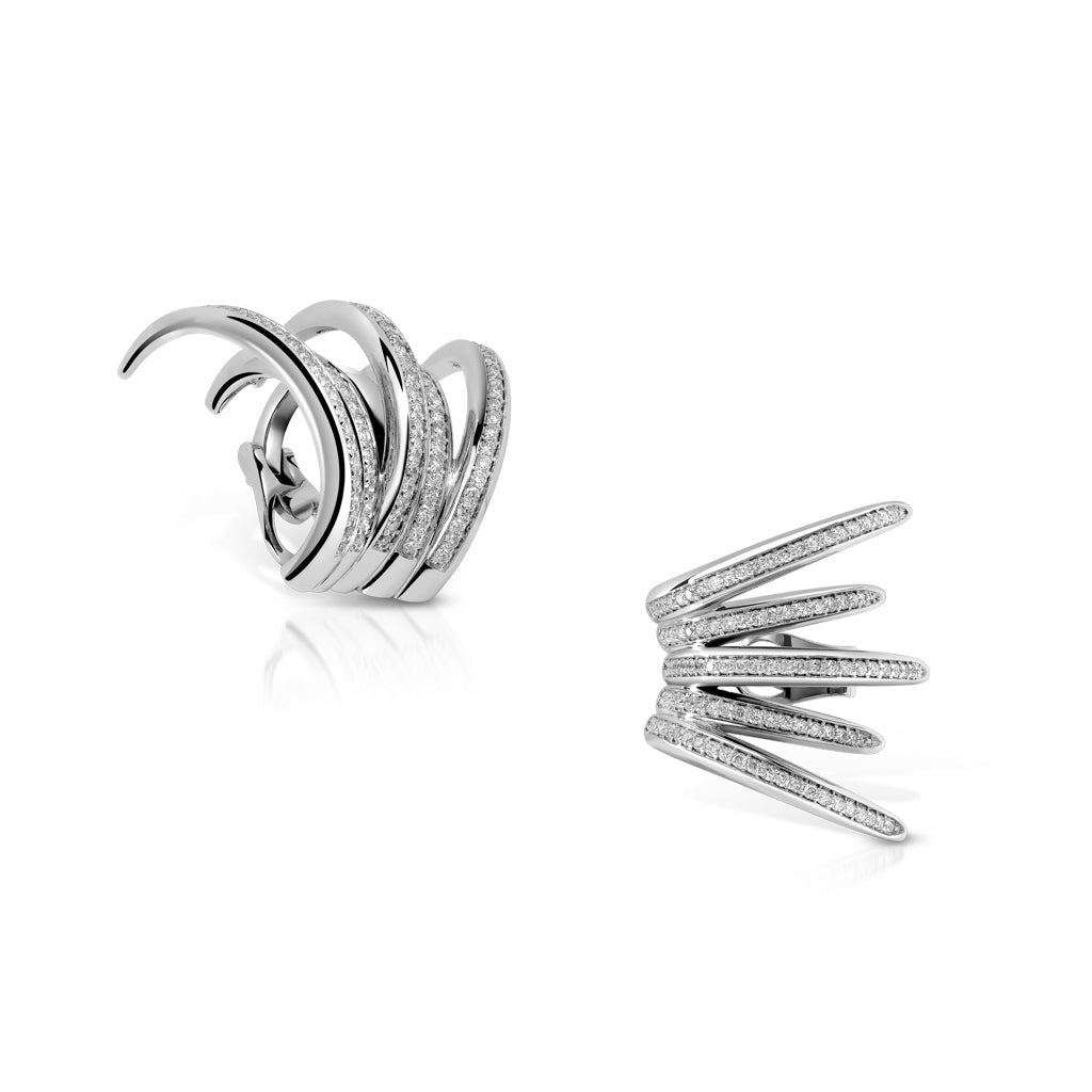 Five Strokes Paved Ear Cuff in Yellow Gold