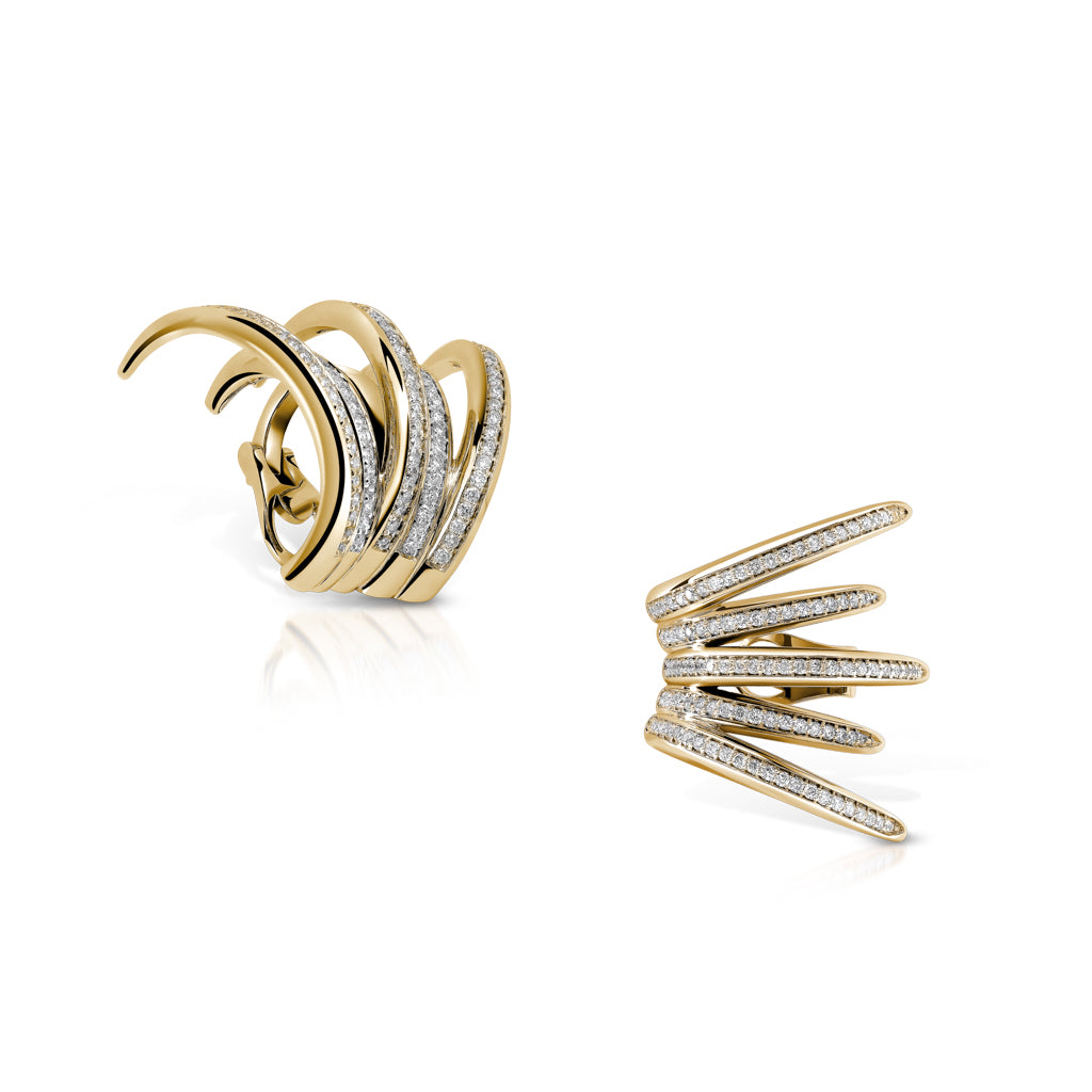 Five Strokes Paved Ear Cuff in Yellow Gold