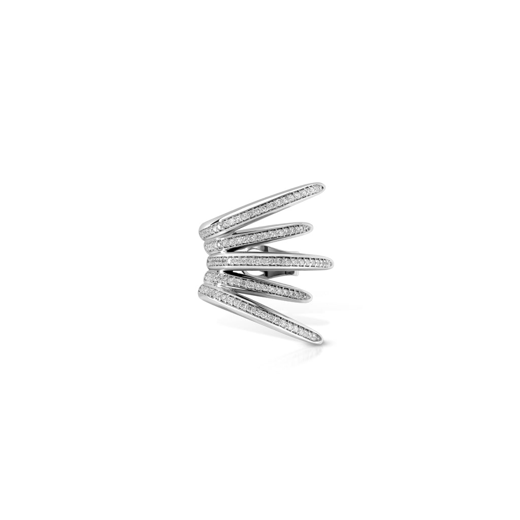 Five Strokes Paved Ear Cuff in White Gold