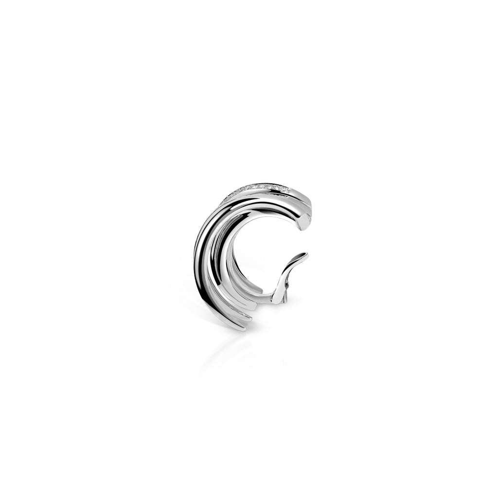 Five Strokes Paved Ear Cuff in White Gold