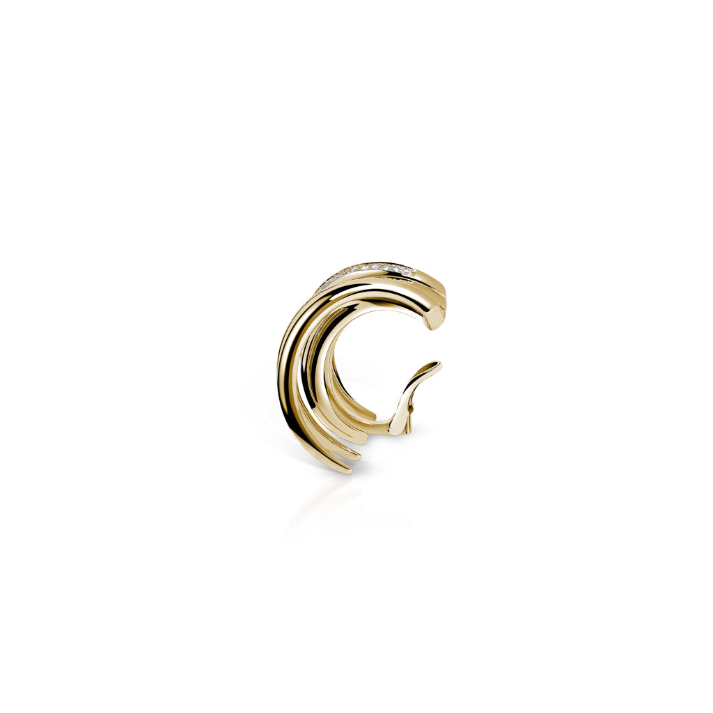 Five Strokes Paved Ear Cuff in Yellow Gold