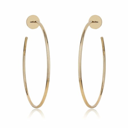 Gold plain hoop earrings featuring a sleek design, perfect for everyday wear or special occasions, enhancing any outfit with elegance.