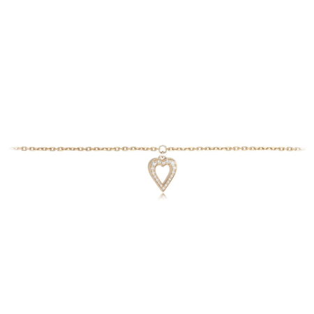 Gold anklet featuring a heart charm adorned with sparkling stones, perfect for adding elegance to any outfit.