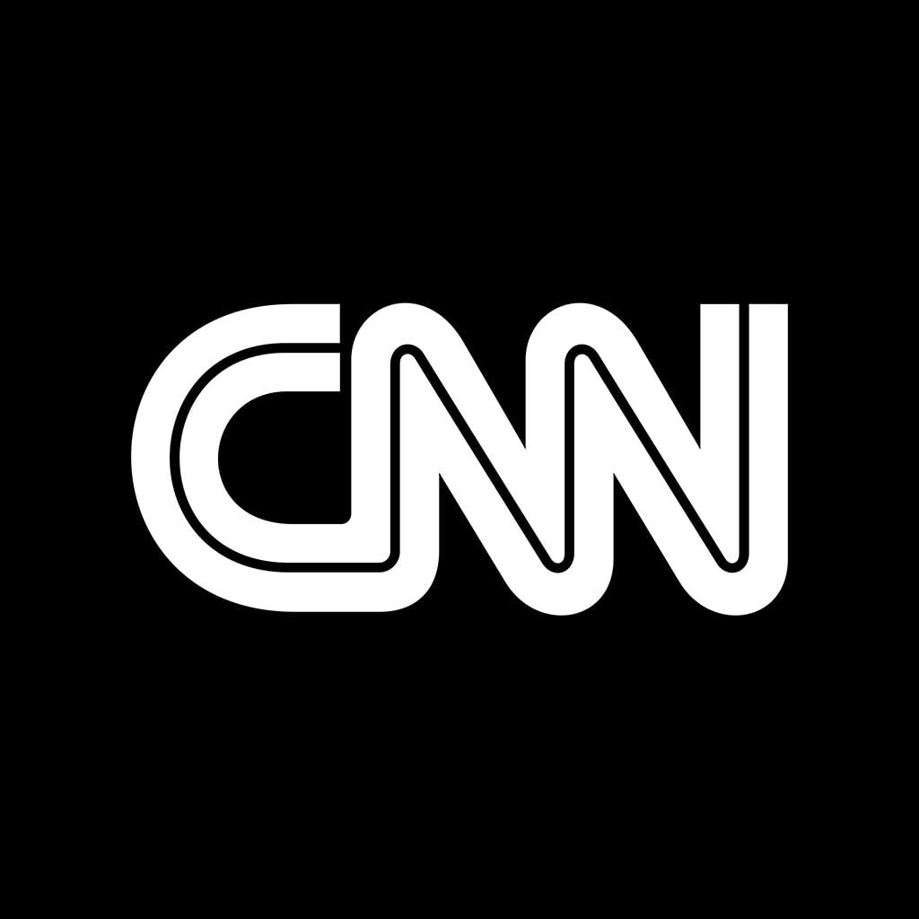 CNN logo in white on a black background, representing the news network's branding and identity, suitable for media-related content.