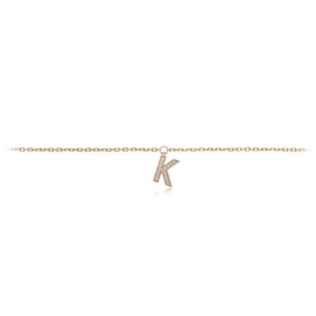 Gold anklet featuring a diamond-encrusted initial 'K', perfect for personalized jewelry collections.