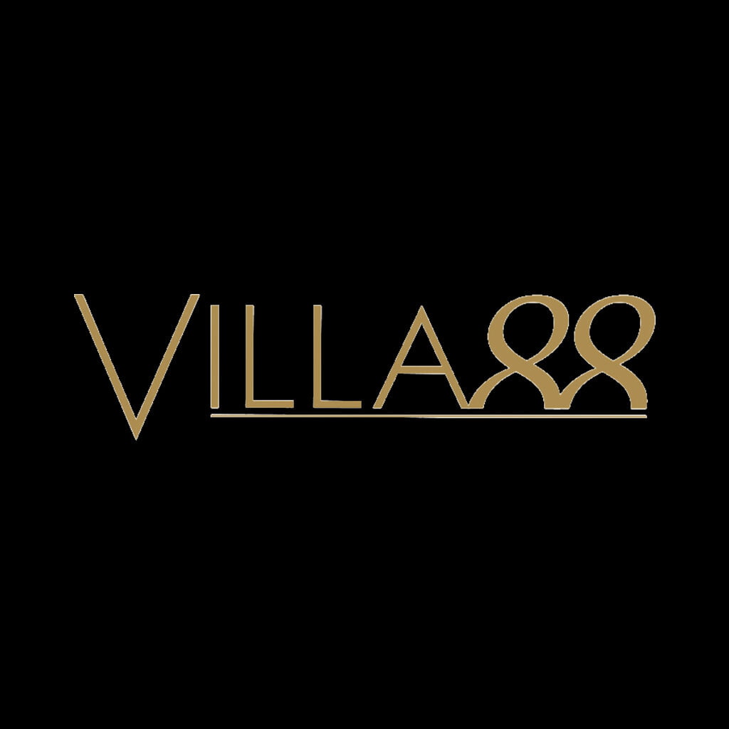Villa 88 logo featuring elegant typography in gold on a black background, representing luxury and sophistication.