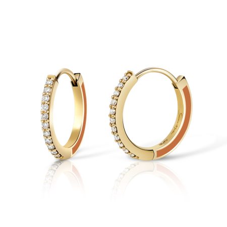 Gold hoop earrings with diamond accents, featuring a sleek design and a touch of elegance, suitable for various occasions.
