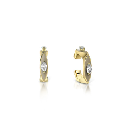 Yellow gold enamel ear cuff featuring a diamond accent on each piece.