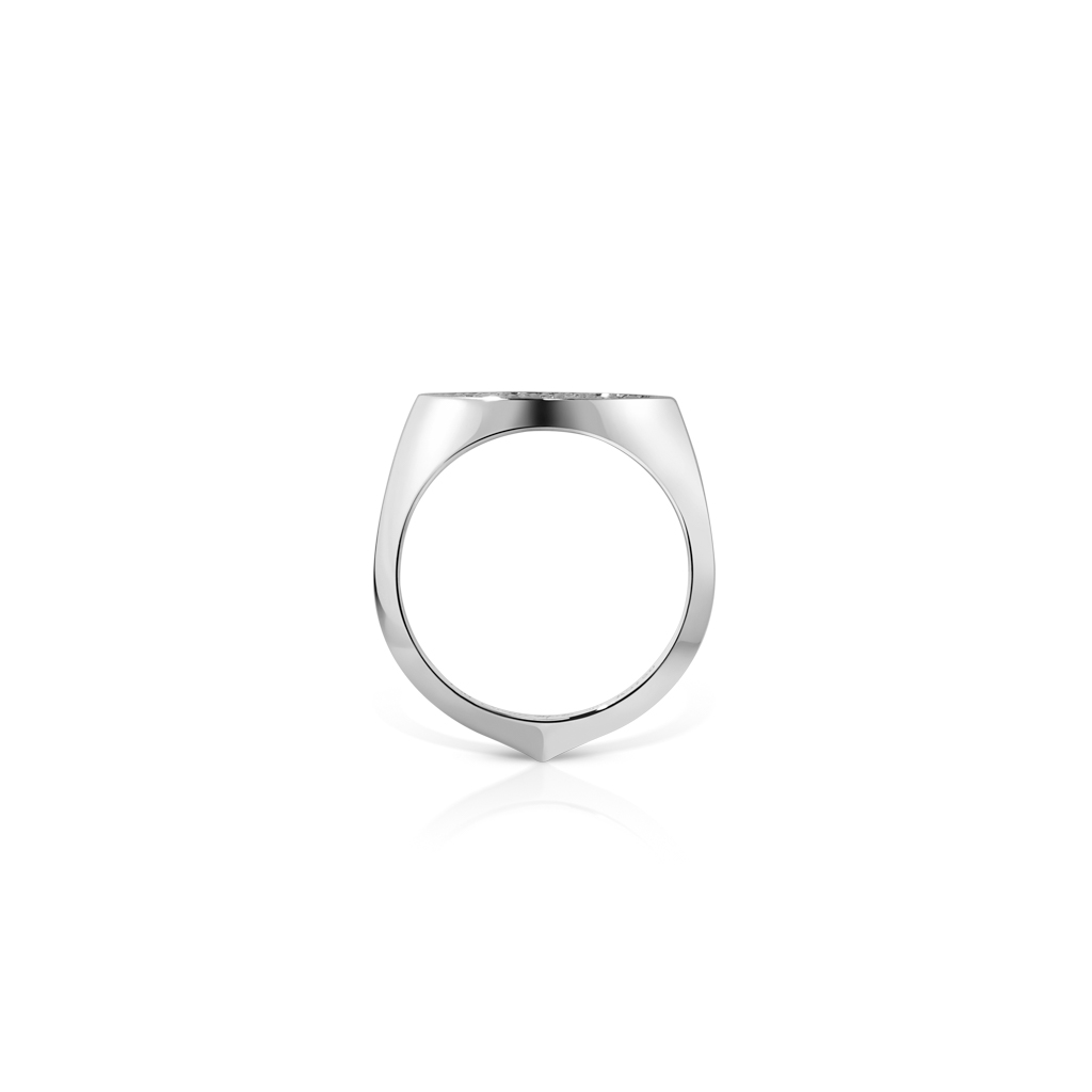 Mini pave ring featuring a marquise design with a polished silver finish.