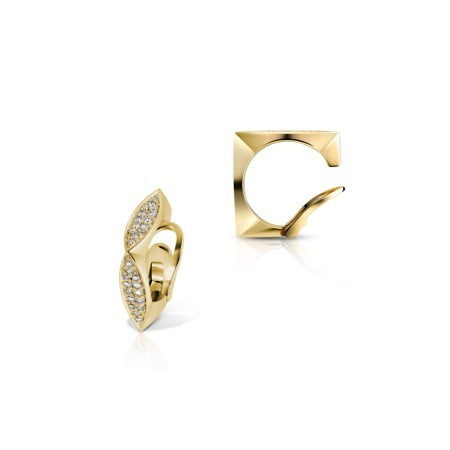 Gold diamond frost clip-on ear cuff featuring a unique design with sparkling accents, ideal for modern jewelry collections.