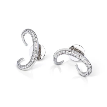 Stylish diamond-stroke earrings featuring a unique curved design, perfect for adding elegance to any outfit. Crafted with high-quality materials.