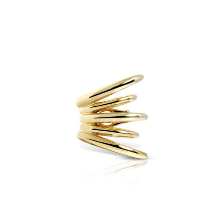 Calatrava Gold Gloss Spiral Ring featuring five elegant strokes, showcasing a modern design in polished gold finish.