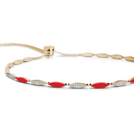Unstoppable choker featuring diamond accents and red enamel detailing, crafted in yellow gold. Elegant jewelry piece for any occasion.