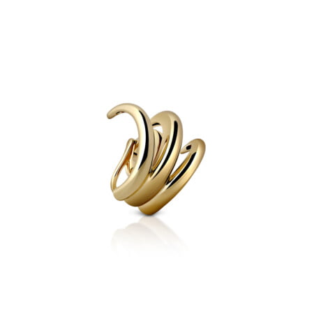 Gold Calatrava Gloss 3 Strokes Ear Cuffs featuring a modern design with three intertwined rings, perfect for stylish accessories.
