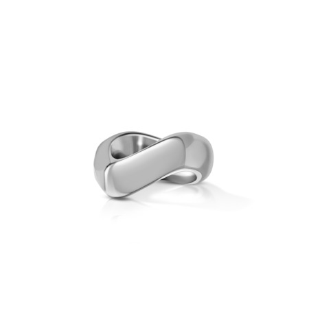 White gold ring with an infinity design, featuring a smooth and polished surface.