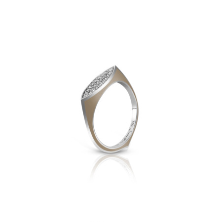 Mini pave ring featuring a marquise shape with multiple small stones set in a silver band.