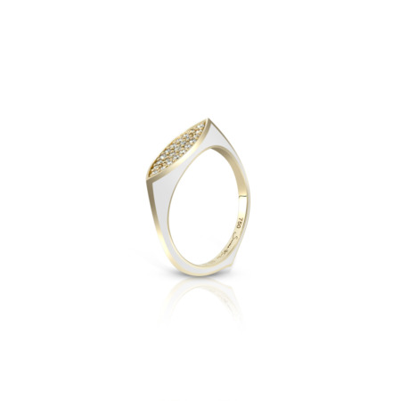 Gold mini pave ring featuring a marquise shape with small stones set in a pattern.