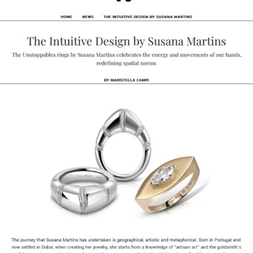 Three elegant rings designed by Susana Martins, showcasing unique styles and craftsmanship, highlighting the energy of hand movements.