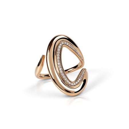 Gold ring featuring a unique inner diamond design with small diamonds embedded along the edge.