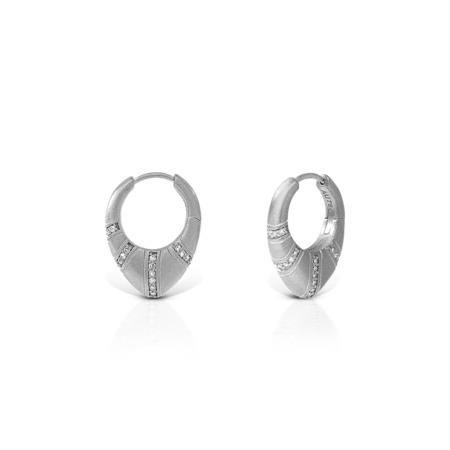 Pair of dome mini huggies earrings with a matte finish and decorative elements.